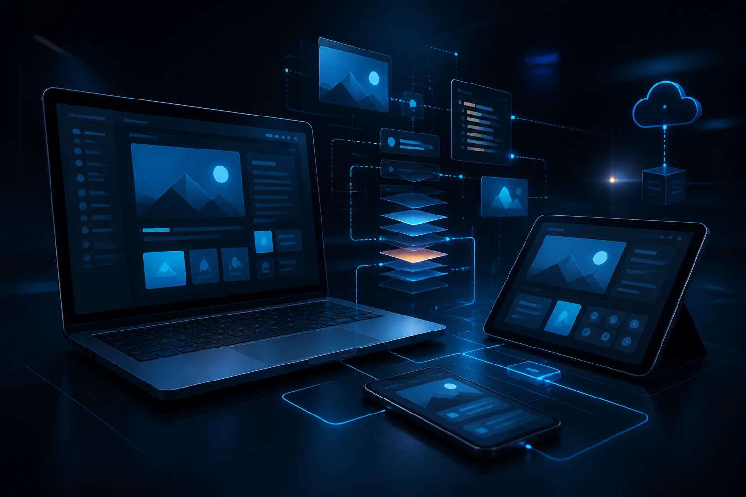 Masaüstü, tablet ve mobil ekranlarda kurumsal web sitesi tasarımı